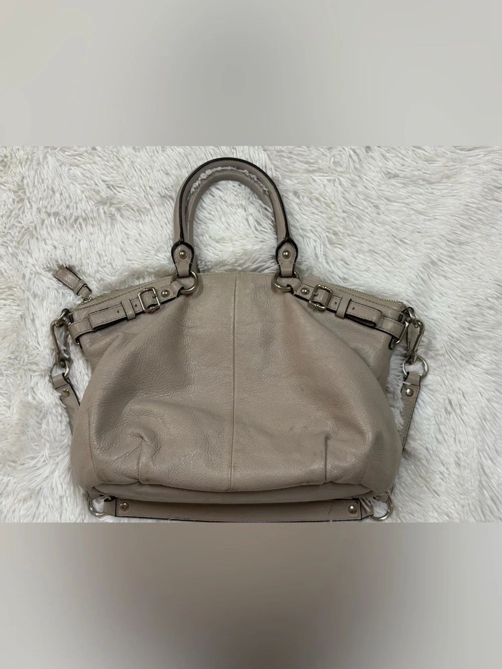Coach Leather Satchel in Light Taupe with Gold Hardware